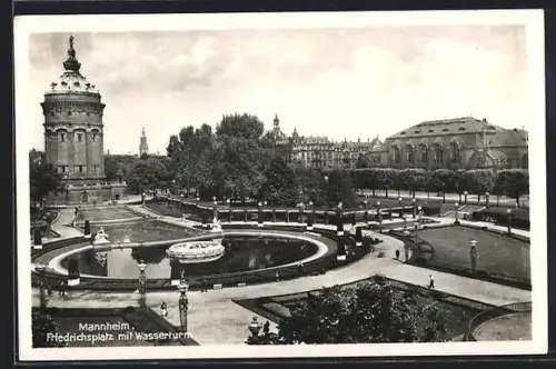 AK Mannheim, Friedrichsplatz mit Wasserturm