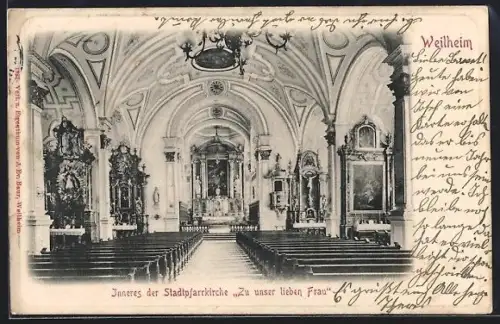 AK Weilheim, Inneres der Stadtpfarrkirche Zu unser lieben Frau