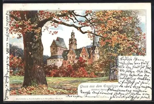 AK Hartenstein /Erzgebirge, Schloss Stein im Herbst