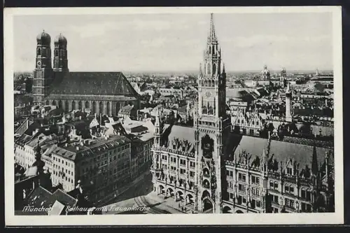 AK München, Rathaus mit Frauenkirche