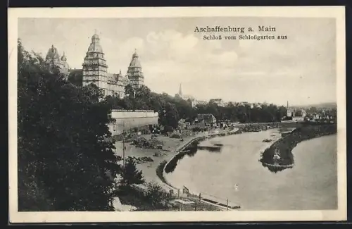 AK Aschaffenburg a. Main, Schloss vom Schlossgarten aus