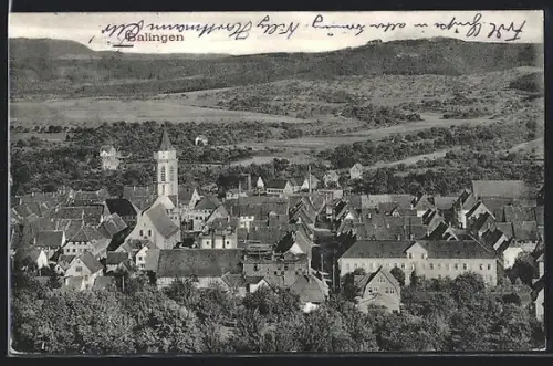 AK Balingen, Ortsansicht mit Kirche