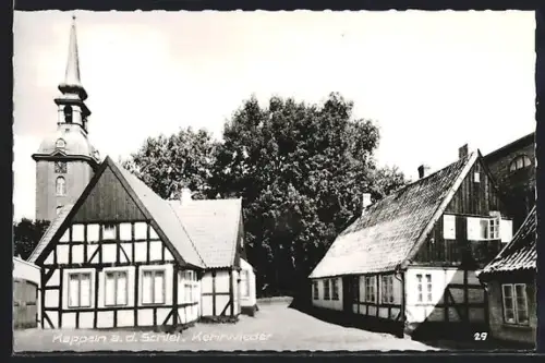 AK Kappeln a. d. Schlei, Kehrwieder, Kirche und Fachwerkhäuser