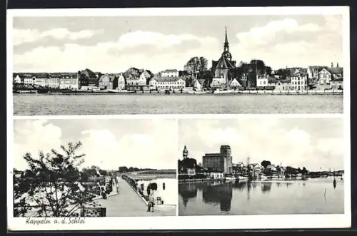 AK Kappeln a. d. Schlei, Ortsansicht vom Wasser aus, Brücke
