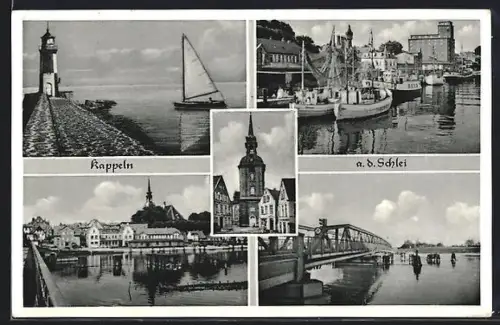 AK Kappeln a. d. Schlei, Hafen, Kirche, Brücke