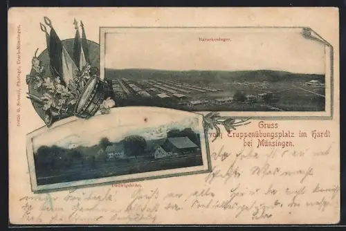 AK Hardt /Münsingen, Truppenübungsplatz im Hardt, Barackenlager, Ludwigshöhe