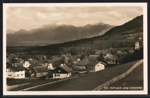 AK Kohlgrub /Loisachtal, Ortsansicht mit Bergpanorama