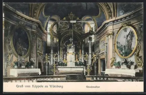 AK Würzburg, Käppele, Innenansicht mit Gnadenaltar