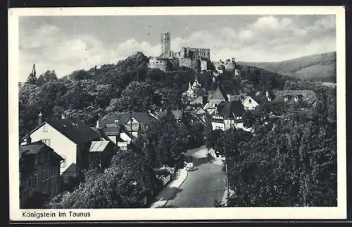 AK Königstein im Taunus, Ortsansicht mit Blick zur Burg