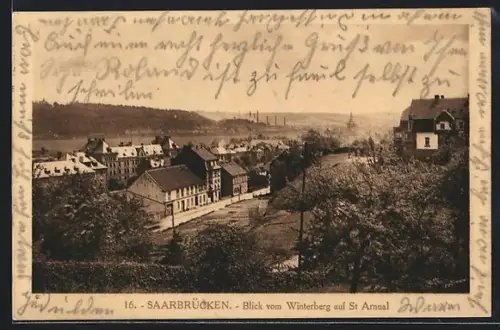 AK Saarbrücken, Blick vom Winterberg auf St. Arnual