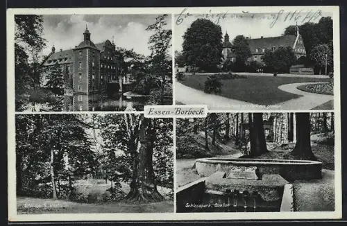 AK Essen-Borbeck, Schloss Borbeck mit Schlosspark, Schlosspark-Quelle