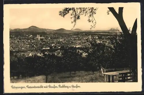 AK Göppingen, Gesamtansicht mit Staufen, Rechberg