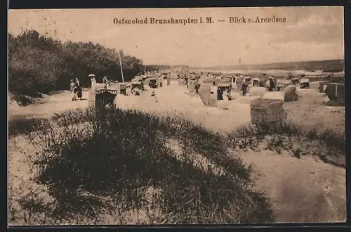 AK Brunshaupten i. M., Blick nach Arendsee, Strand mit Strandkörben