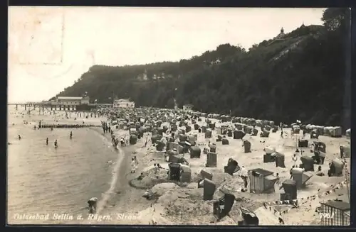 AK Sellin a. Rügen, Strand, Seebrücke, Strandkörbe