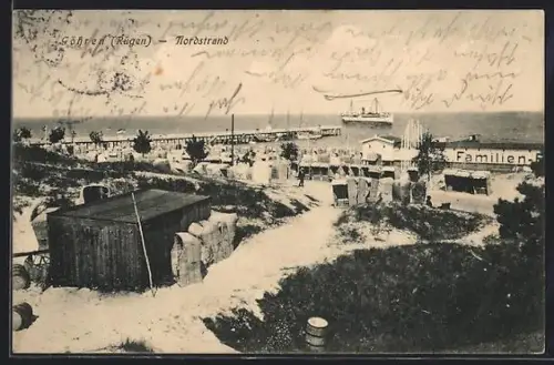 AK Göhren /Rügen, Nordstrand, Strandkörbe, Seebrücke