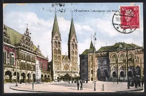 AK Bremen, Marktplatz, Rathaus, Dom
