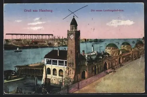 AK Hamburg-St.Pauli, Die neuen Landungsbrücken