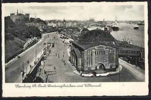 AK Hamburg-St. Pauli, Landungsbrücken und Elbtunnel