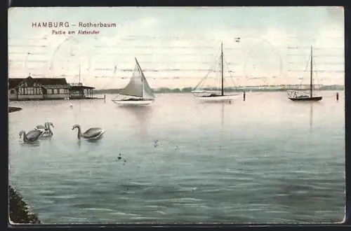 AK Hamburg-Rotherbaum, Partie am Alsterufer