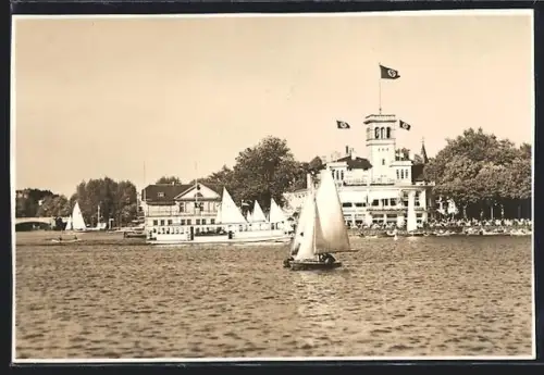 AK Hamburg, Uhlenhorster Fährhaus, Segelboote, 