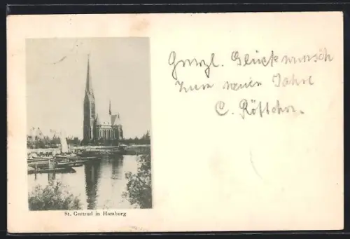 AK Hamburg-Uhlenhorst, St. Gertrud Kirche