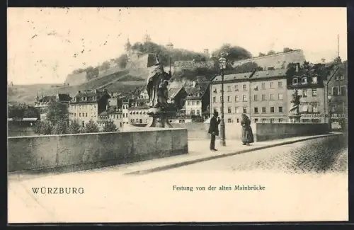 AK Würzburg, Festung von der alten Mainbrücke