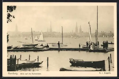 AK Hamburg-Rotherbaum, Blick auf die Aussenalster