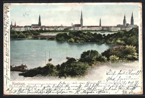 AK Hamburg-Neustadt, Lombardsbrücke, Binnenalster