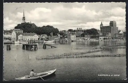 AK Kappeln a. d. Schlei, Stadtansicht mit Kirche und Hafen