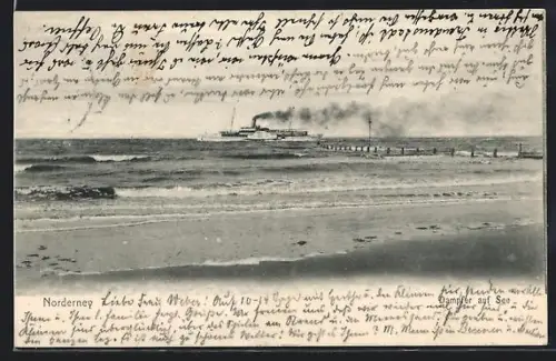 AK Norderney, Dampfer auf See