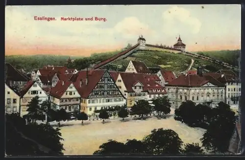 AK Esslingen, Marktplatz, Burg