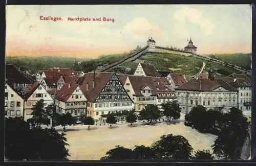 AK Esslingen, Marktplatz, Burg