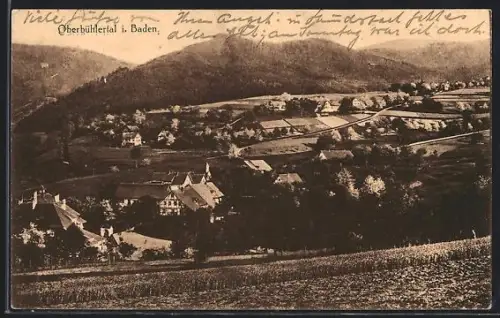 AK Oberbühlertal i. Baden, Ortsansicht mit umliegenden Hügeln