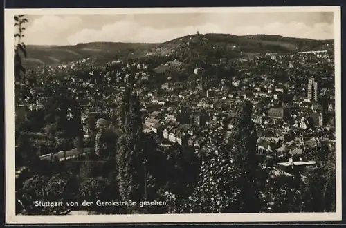 AK Stuttgart, Blick von der Gerokstrasse