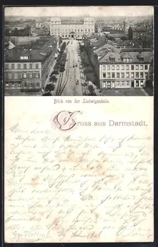 AK Darmstadt, Blick von der Ludwigssäule