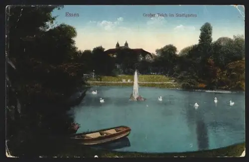 AK Essen, Grosser Teich im Stadtgarten