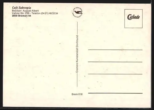 AK Bremen, Café Subtropia, Inh. August Albert