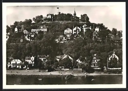 AK Hamburg-Blankenese, Strand mit Süllberg