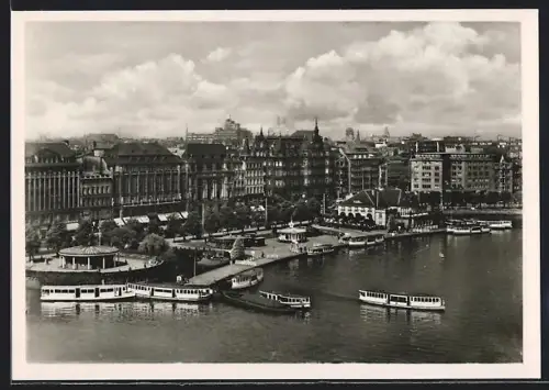 AK Hamburg-Neustadt, Jungfernstieg mit Schiffen