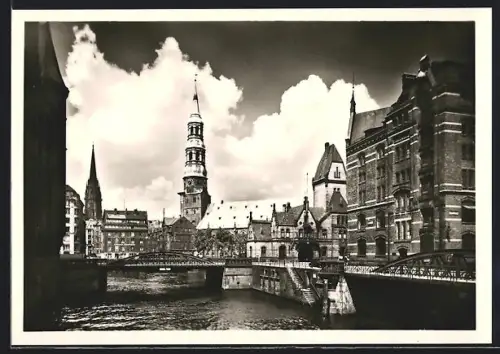 AK Hamburg, St. Katharinenkirche und Nikolaikirche