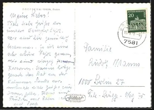 AK Greffern am Rhein, Kirche, Schiff, Strassenpartie