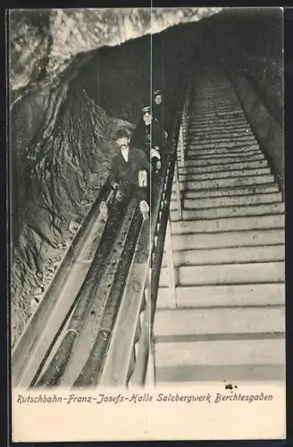 AK Berchtesgaden, Salzbergwerk, Rutschbahn-Franz-Josefs-Halle