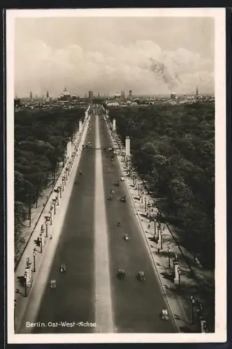 AK Berlin-Tiergarten, Ost-West-Achse mit Stadtansicht aus der Vogelschau