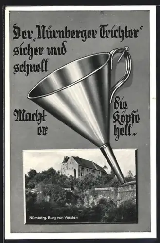 AK Nürnberg, Nürnberger Trichter, Burg von Westen