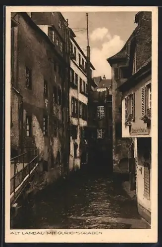 AK Landau, Häuser am Gurichsgraben in der Altstadt