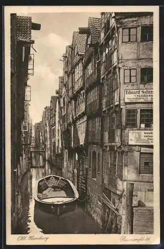 AK Hamburg, Alt-Hamburg, Reimersfleth mit Boot