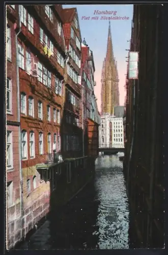 AK Hamburg, Flet mit Nicolaikirche