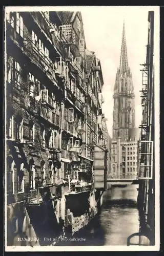 AK Hamburg, Flet m. Nicolaikirche