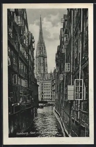 AK Alt-Hamburg, Fleet mit Nicolaikirche