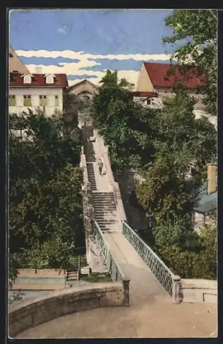 AK Augsburg, Schwedenstiege aus der Vogelschau